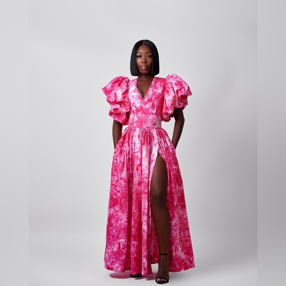 Sika Shuri 100% Cotton Handmade Pink Tie Dye Maxi Dress